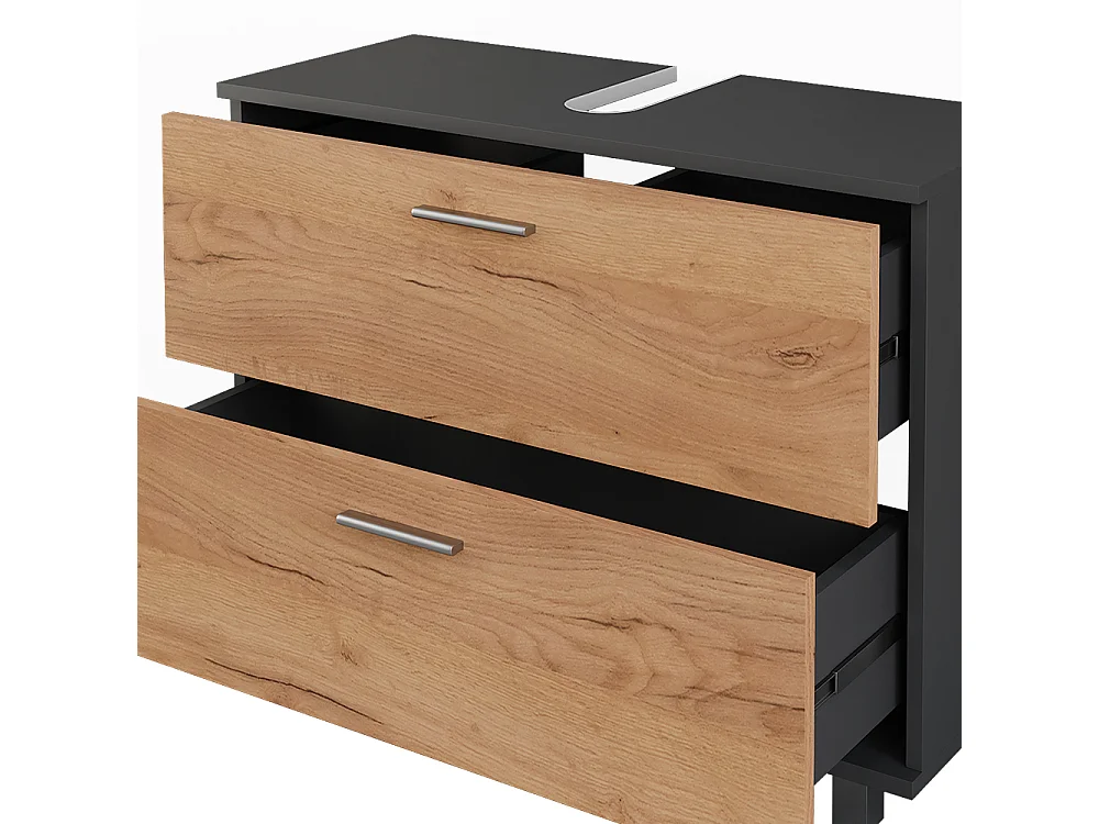 Meuble sous vasque chêne doré/anthracite 80.2x33x60.8 ilias