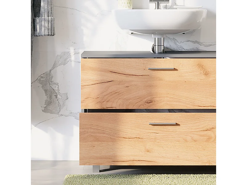 Waschbeckenunterschrank goldkraft eiche/anthrazit 80.2x33x60.8 ilias