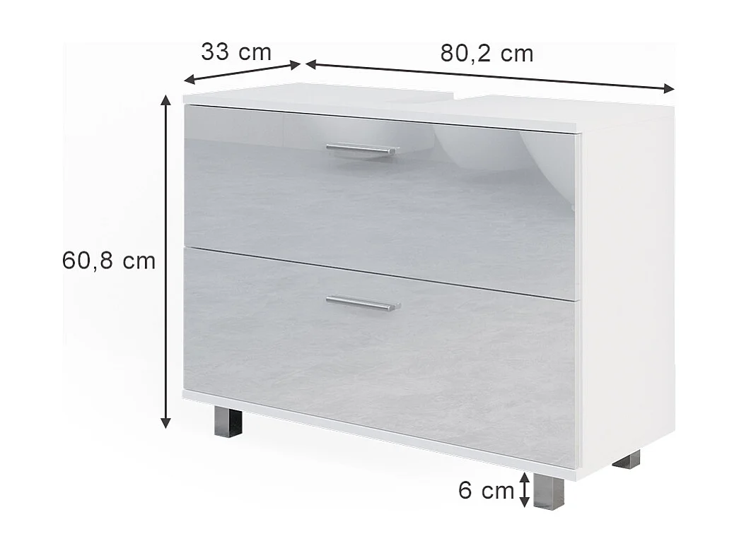 Szafka na wannę biały wysoki połysk 80x33x60.8 ilias