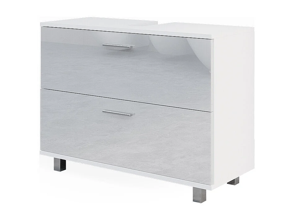 Meuble sous vasque simple blanc haute brillance 80x33x60.8 ilias