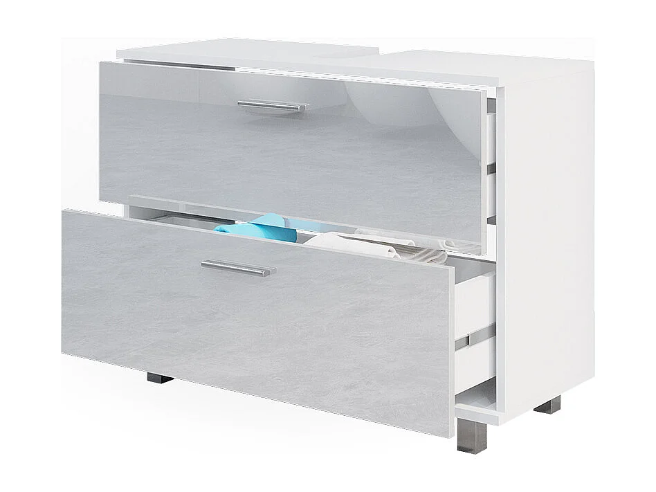 Meuble sous vasque simple blanc haute brillance 80x33x60.8 ilias