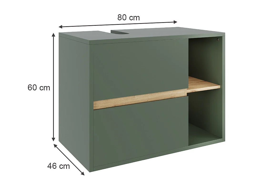 Meuble sous vasque vert/artisan 80x46x60 viola