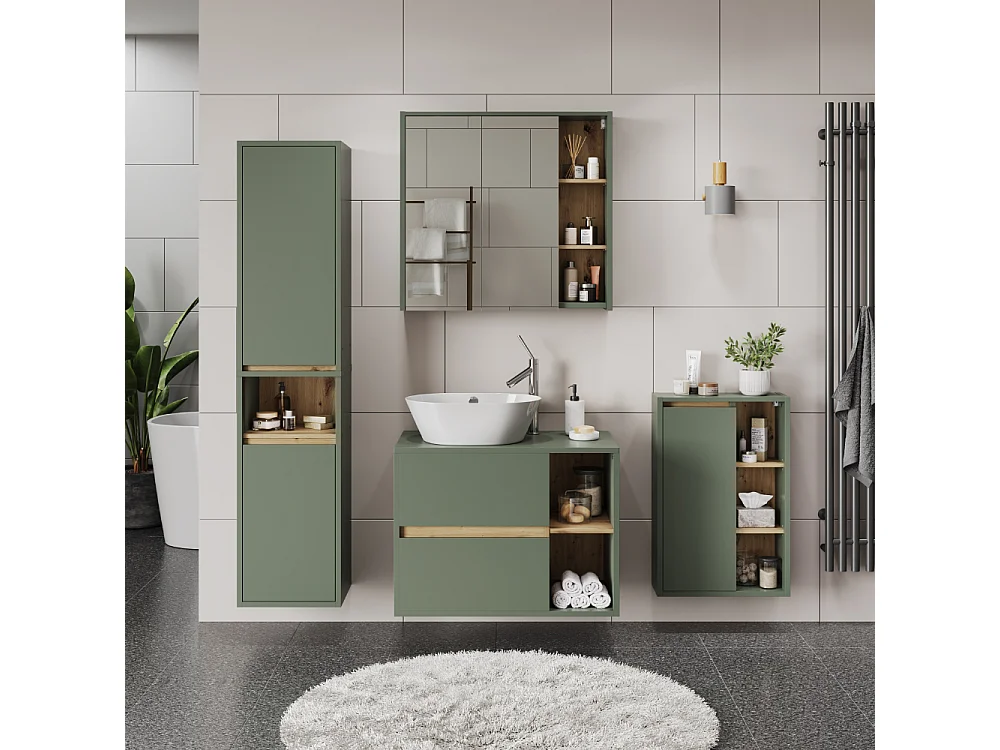 Meuble sous vasque vert/artisan 80x46x60 viola