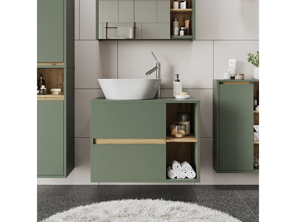 Meuble sous vasque vert/artisan 80x46x60 viola