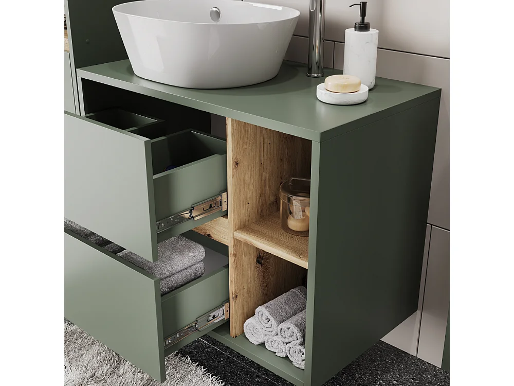 Meuble sous vasque vert/artisan 80x46x60 viola