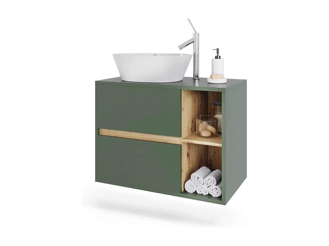 Meuble sous vasque vert/artisan 80x46x60 viola