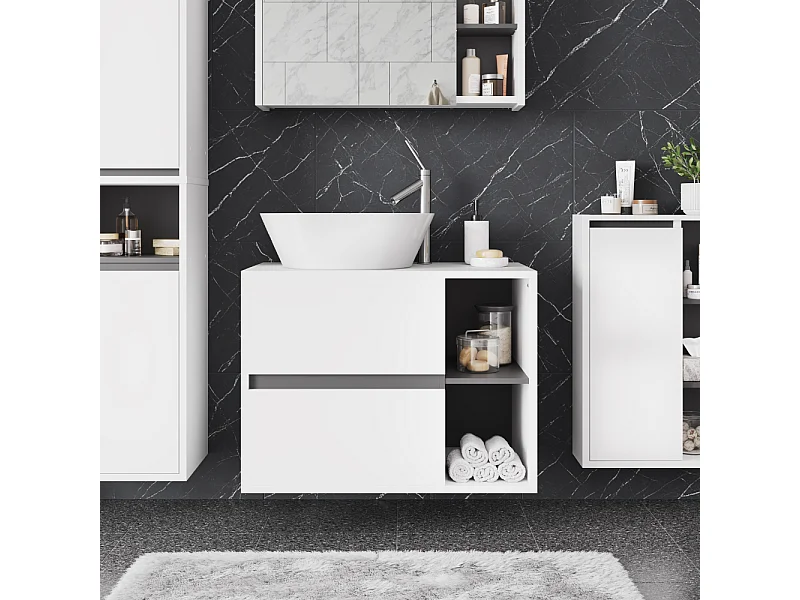 Waschbeckenunterschrank branco/cinza 80x46x60 viola