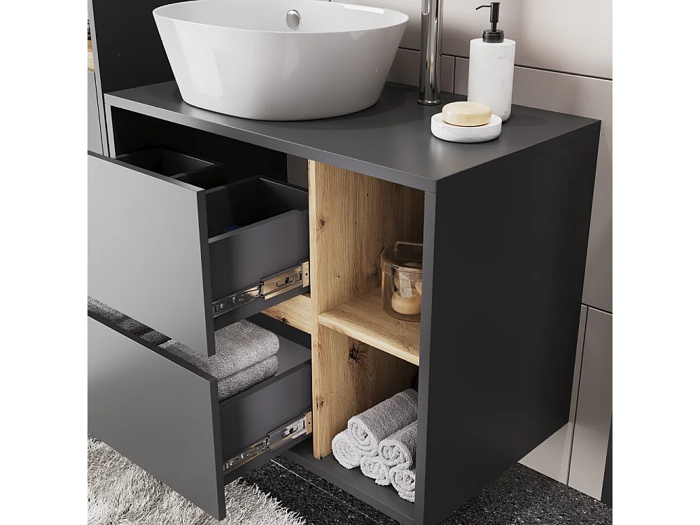 Mobiletto per lavabo grigio/artisan 80x46x60 viola