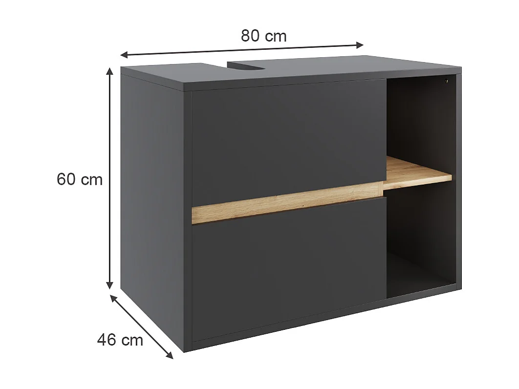 Mobiletto per lavabo grigio/artisan 80x46x60 viola
