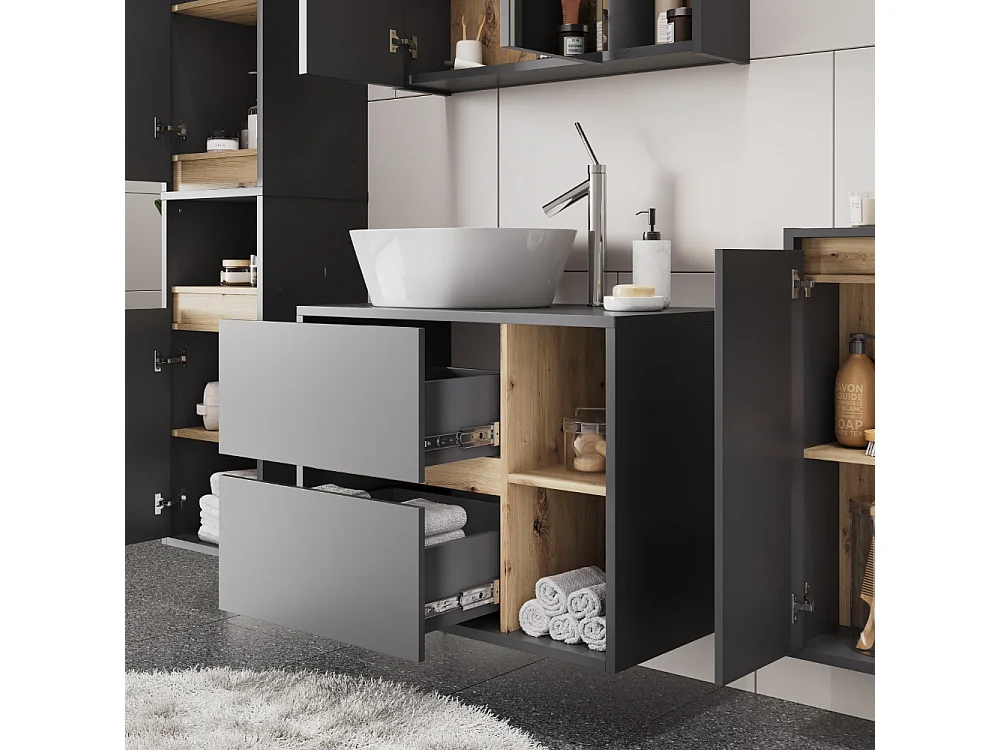 Mobiletto per lavabo grigio/artisan 80x46x60 viola