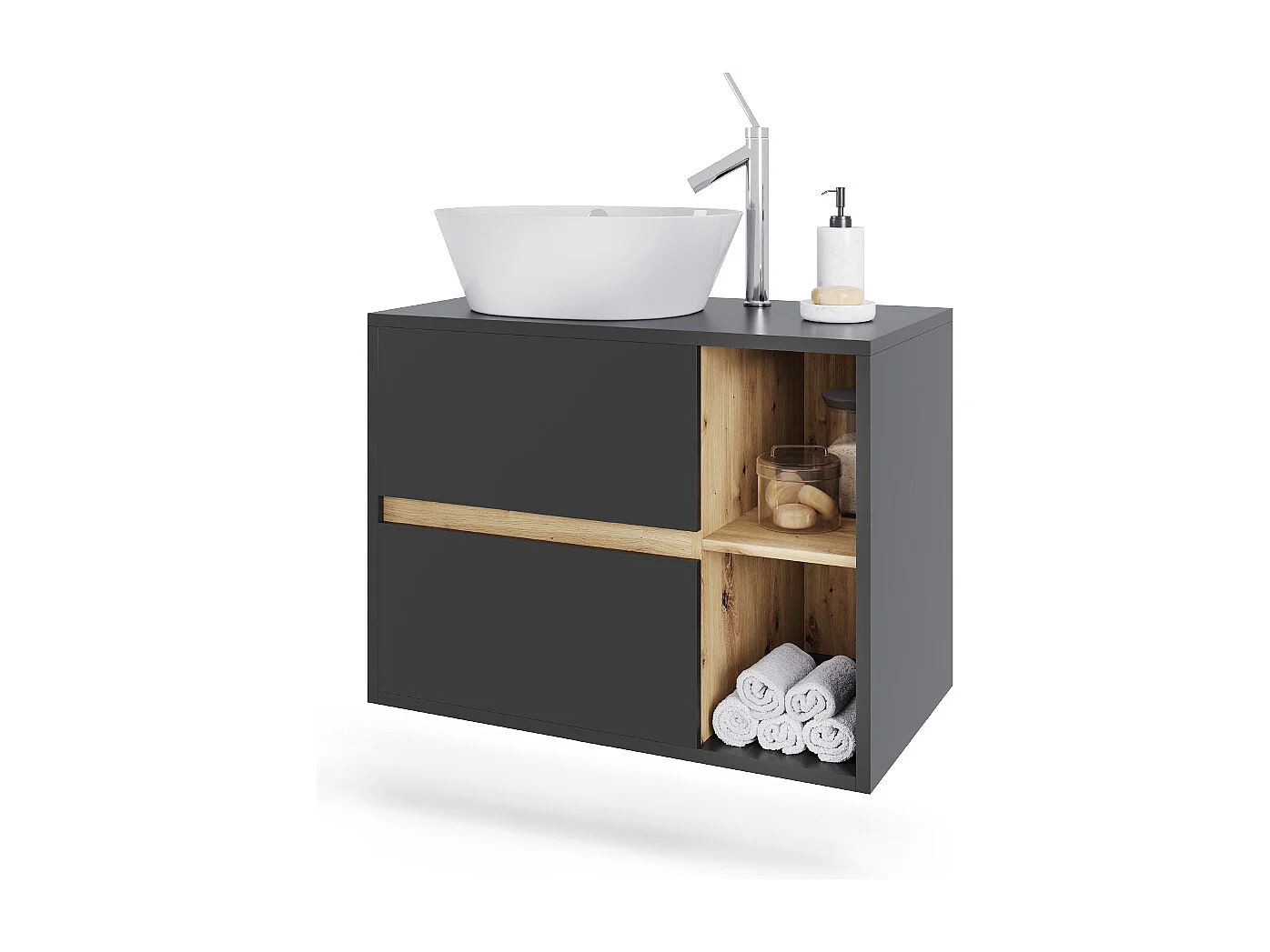Mobiletto per lavabo grigio/artisan 80x46x60 viola