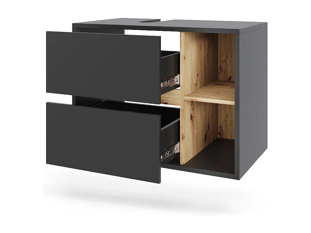 Mobiletto per lavabo grigio/artisan 80x46x60 viola