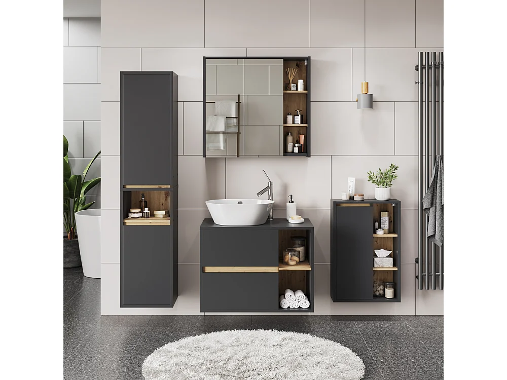 Meuble sous vasque gris/artisan 80x46x60 viola