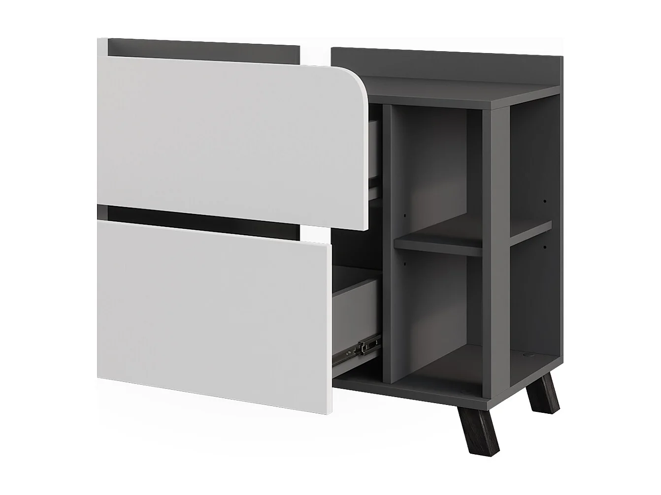 Meuble sous vasque anthracite/blanc 100x35x65 karen