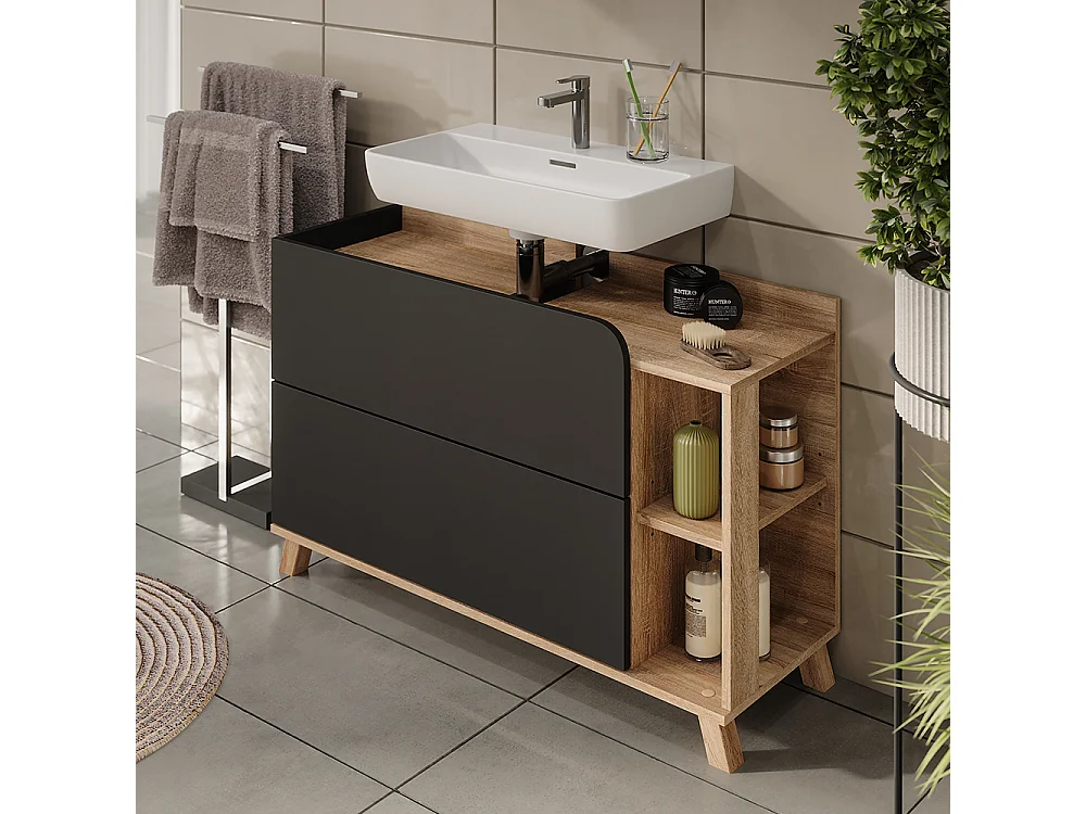 Meuble sous vasque sonoma/anthracite 100x35x65 karen