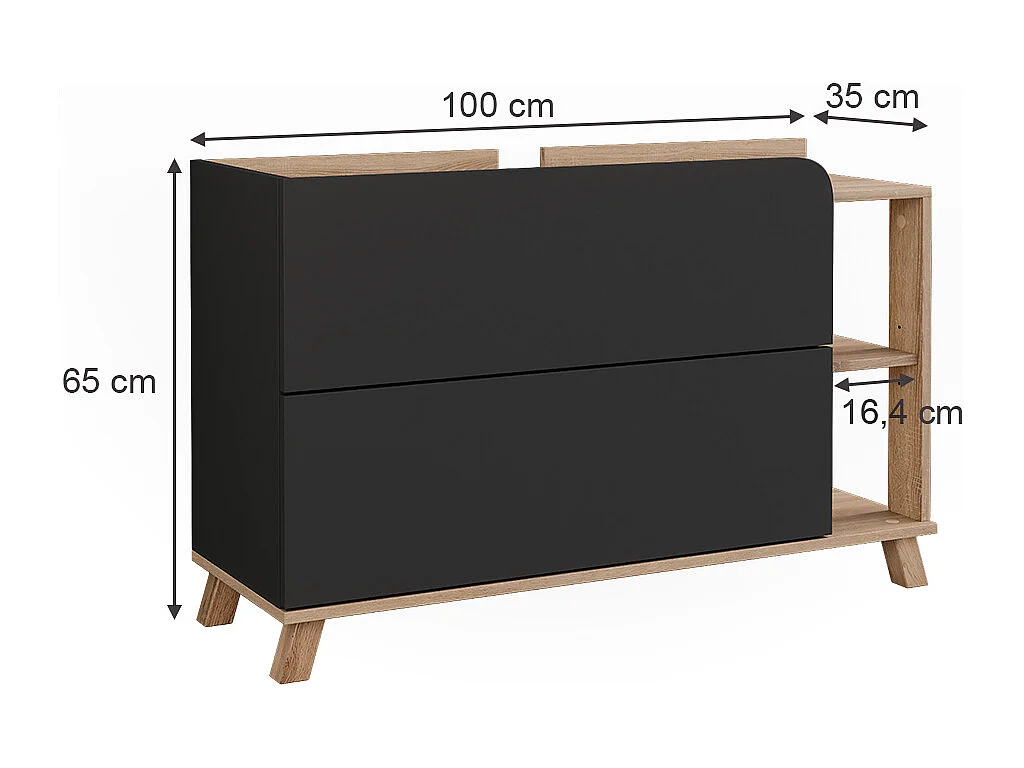 Meuble sous vasque sonoma/anthracite 100x35x65 karen