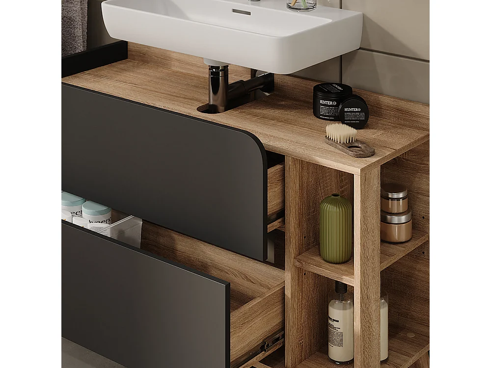 Meuble sous vasque sonoma/anthracite 100x35x65 karen