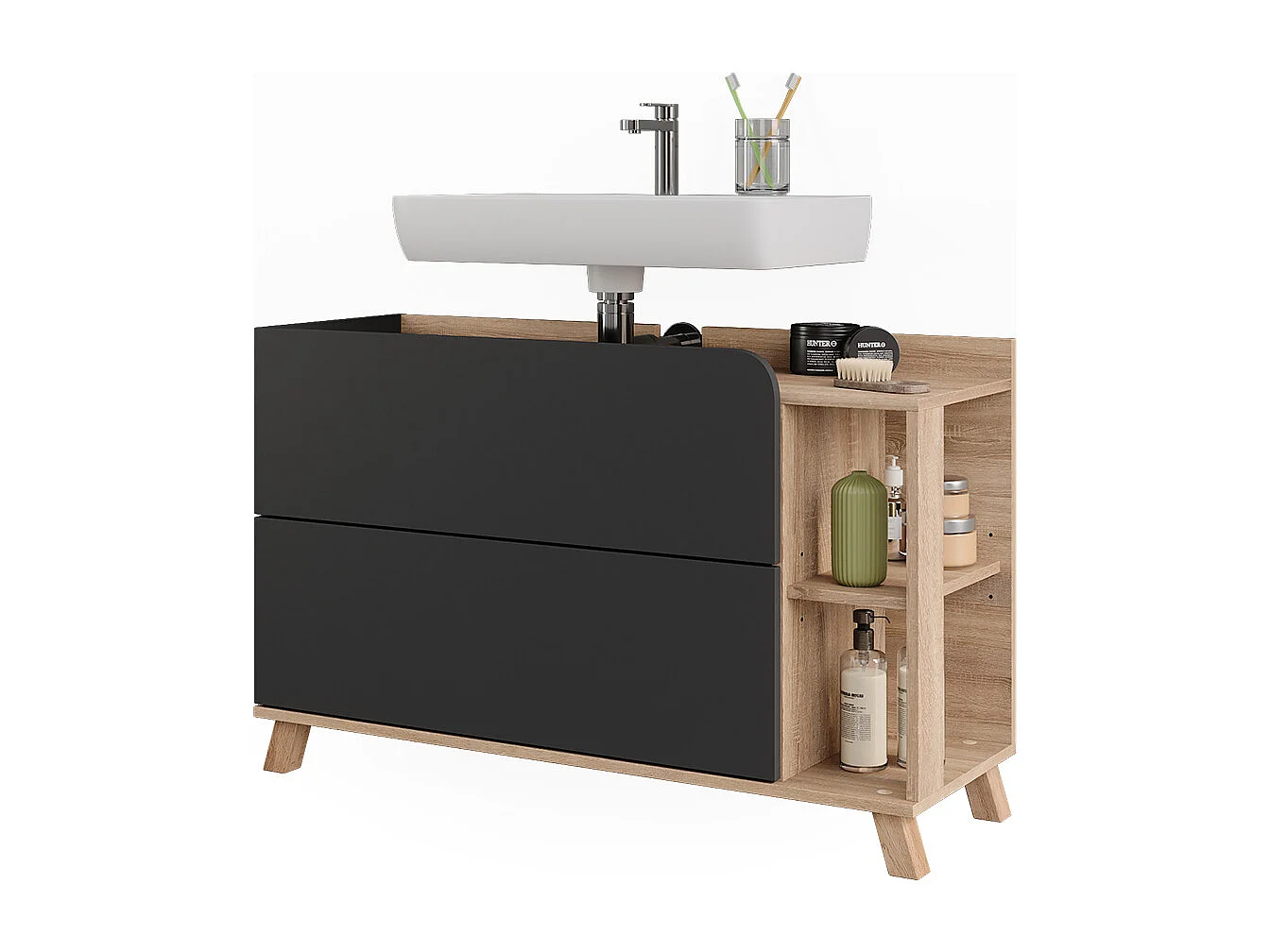 Meuble sous vasque sonoma/anthracite 100x35x65 karen
