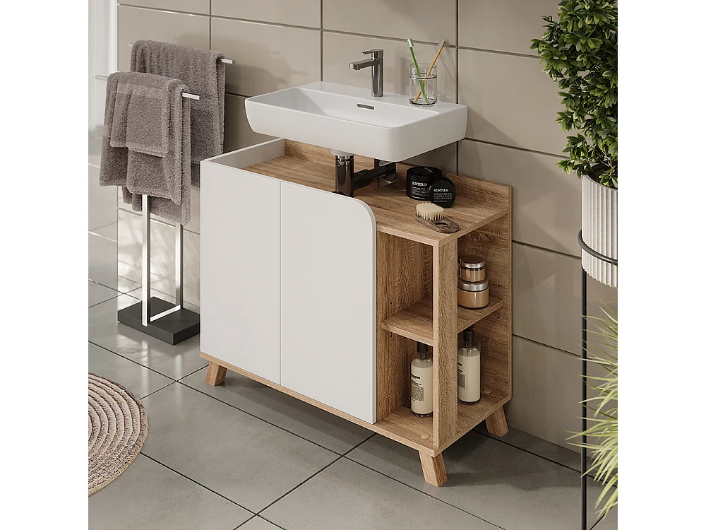 Mobiletto per lavabo sonoma/bianco 80x35x65 karen