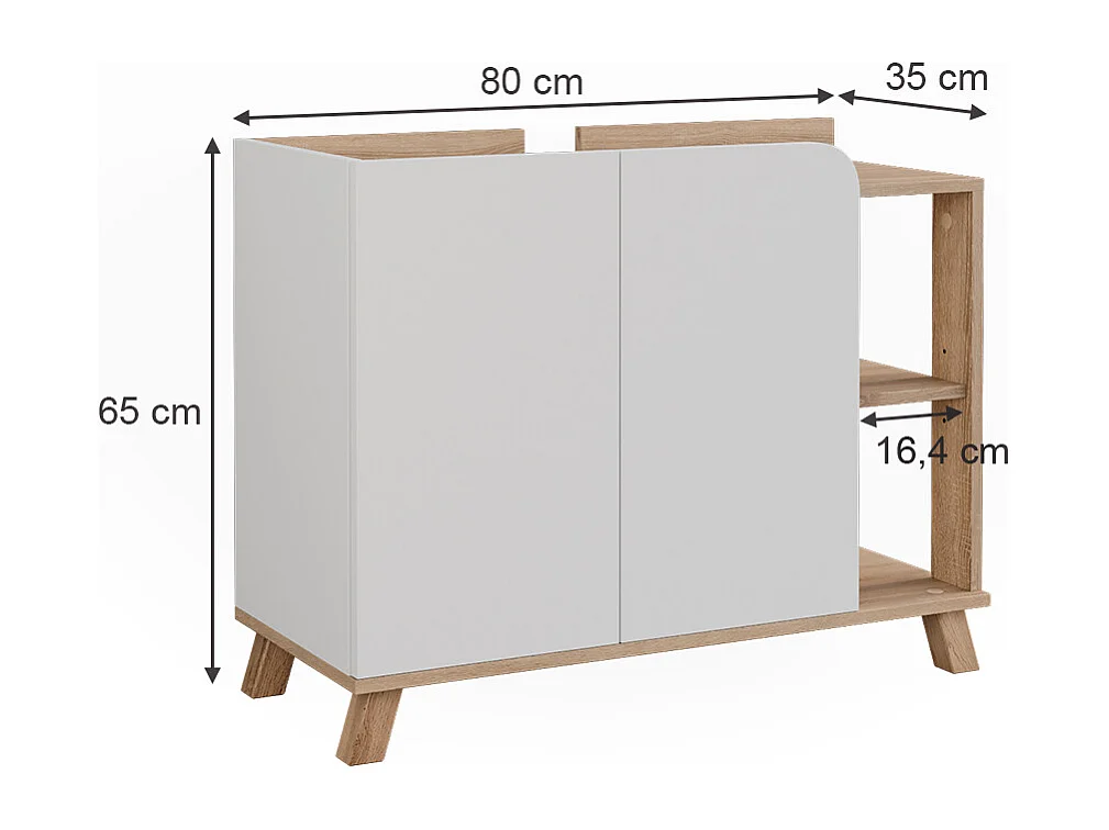Mobiletto per lavabo sonoma/bianco 80x35x65 karen