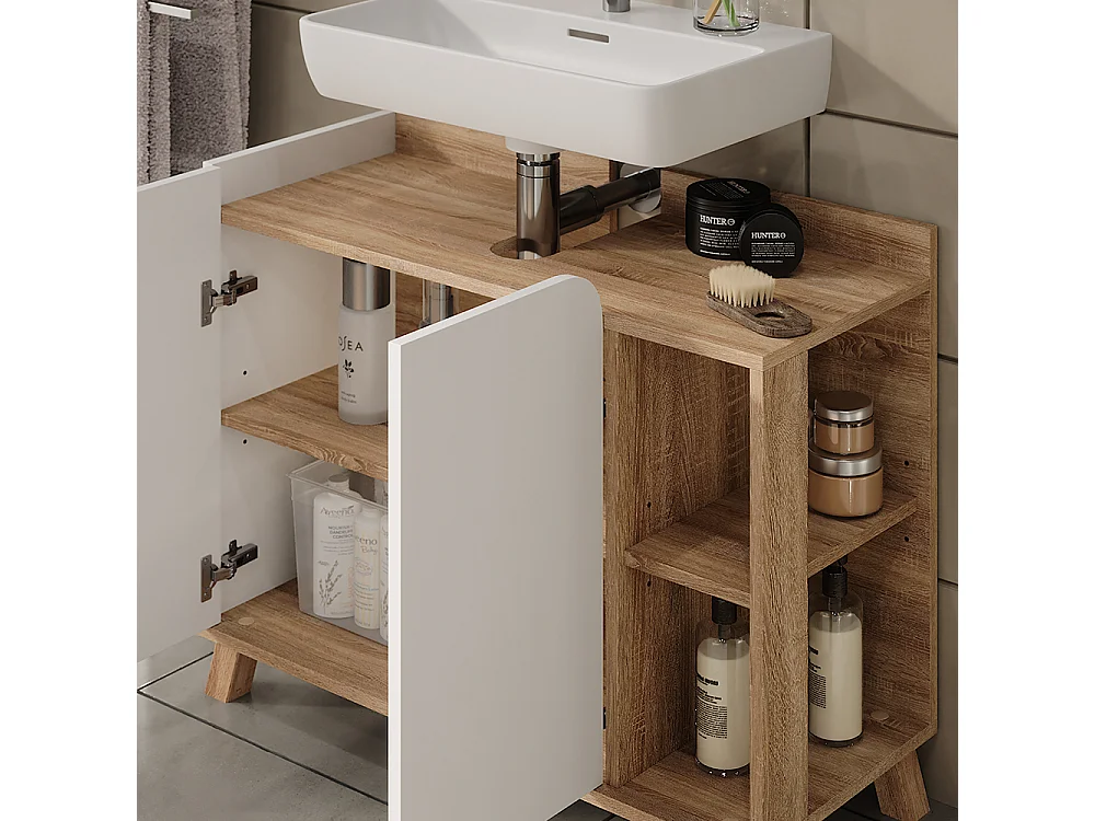 Mobiletto per lavabo sonoma/bianco 80x35x65 karen