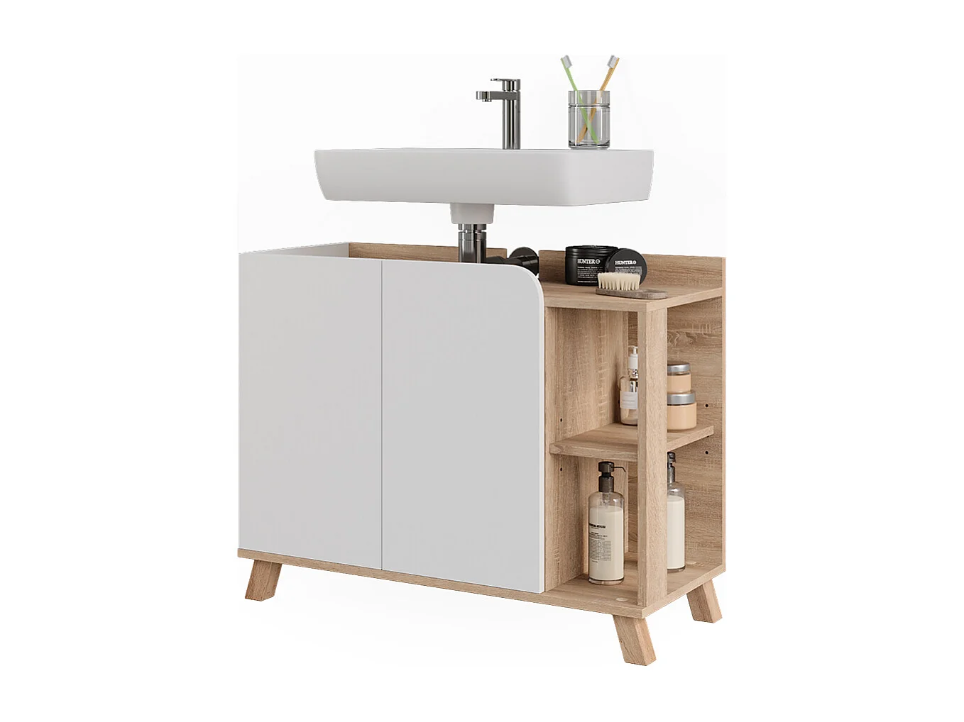 Mobiletto per lavabo sonoma/bianco 80x35x65 karen