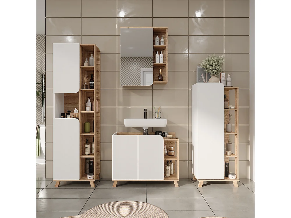 Mobiletto per lavabo sonoma/bianco 80x35x65 karen