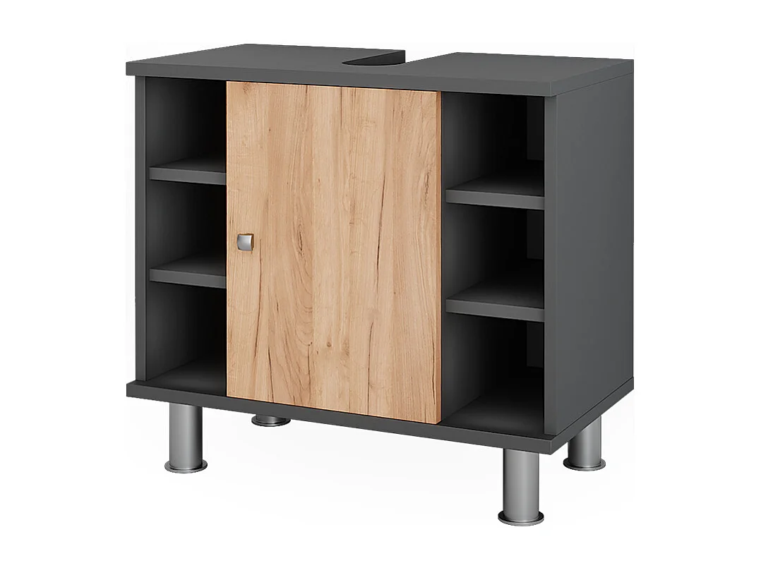 Meuble sous lavabo chêne doré/anthracite 60x32x54 fynn