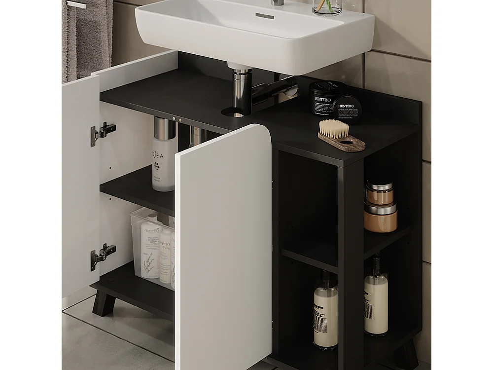 Meuble sous-lavabo anthracite/blanc 80x35x65 karen