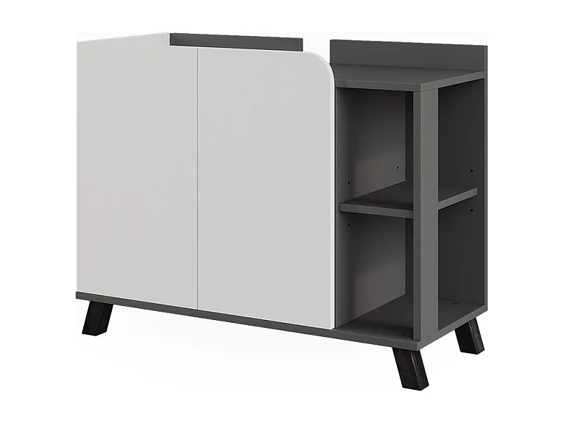 Meuble sous-lavabo anthracite/blanc 80x35x65 karen