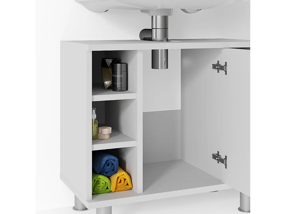 Meuble sous vasque simple blanc haute brillance 60x32x54 fynn