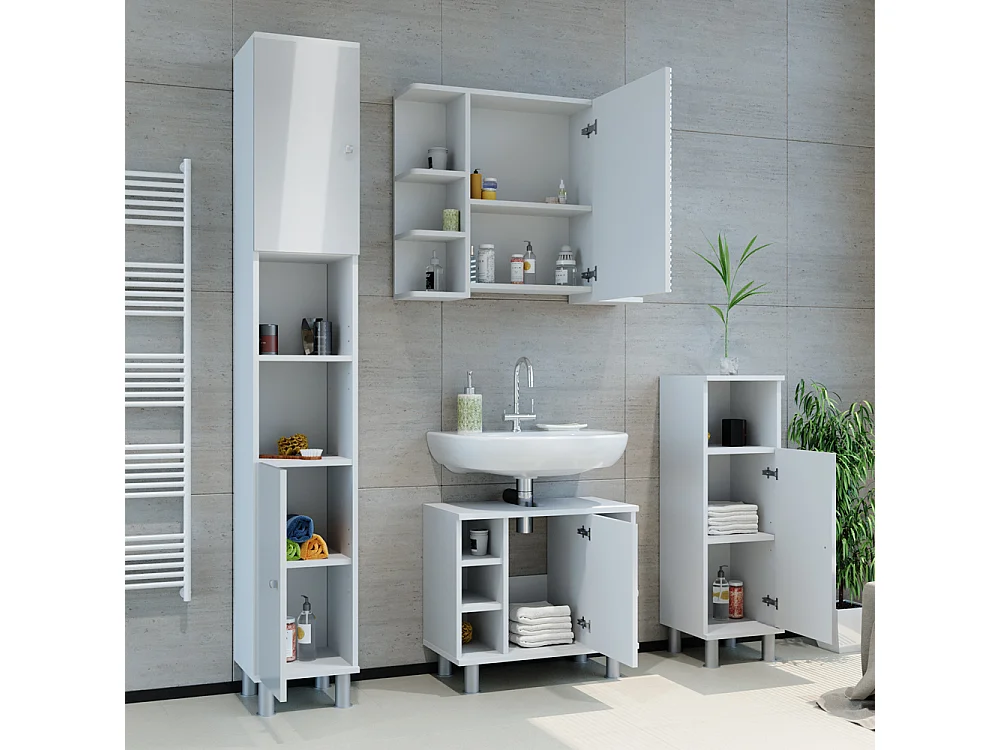 Meuble sous vasque simple blanc haute brillance 60x32x54 fynn