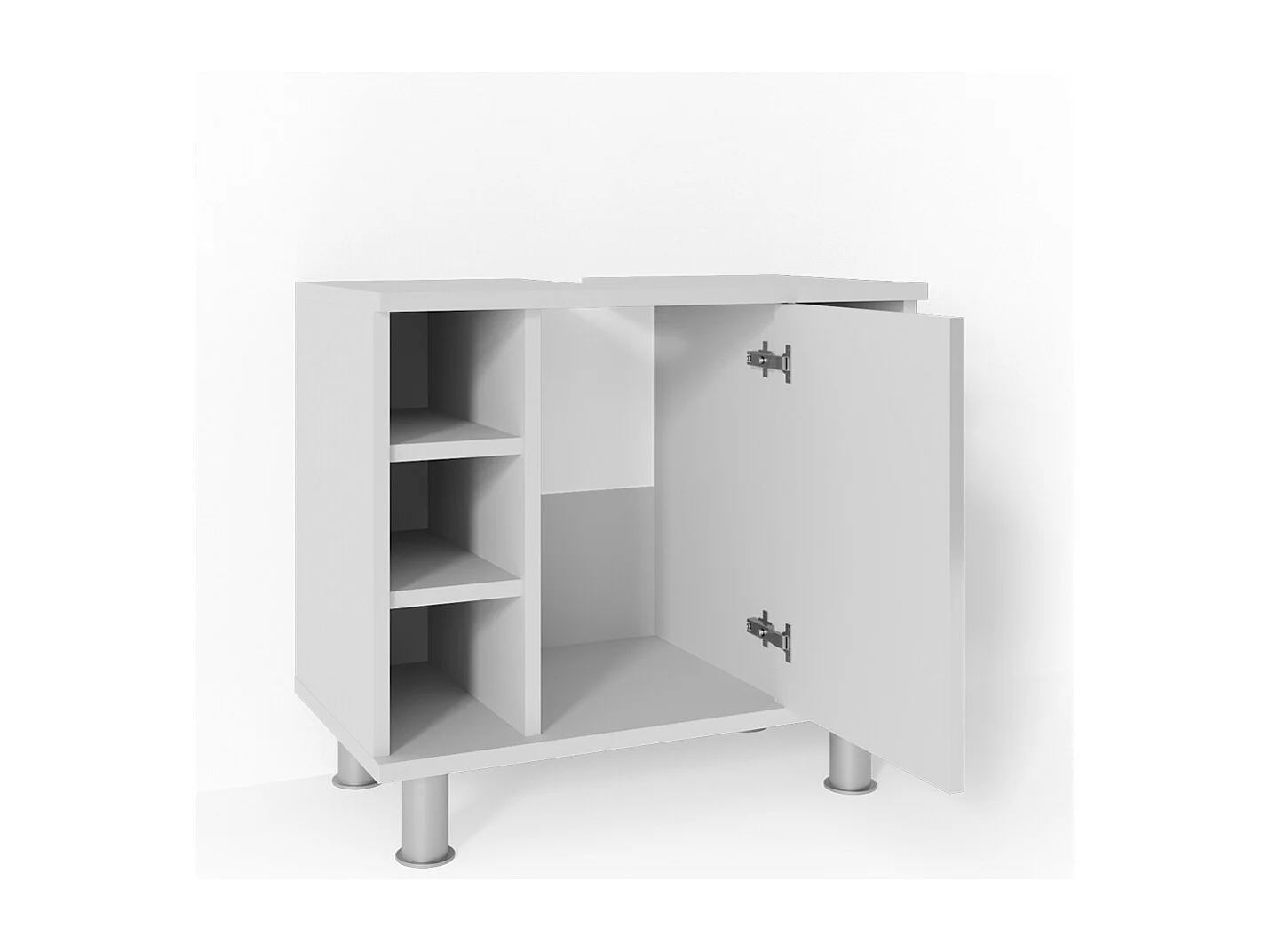 Meuble sous vasque simple blanc haute brillance 60x32x54 fynn