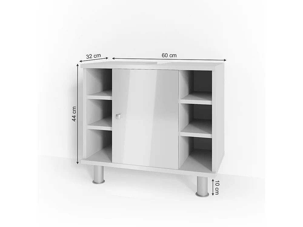 Szafka pod umywalkę biały wysoki połysk 60x32x54 fynn