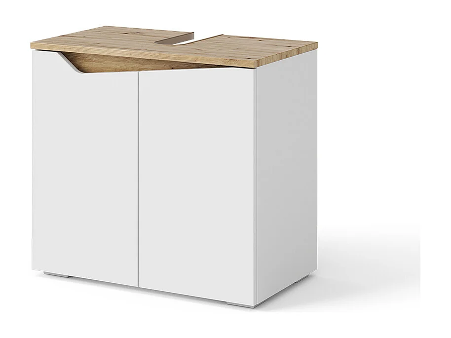 Meuble sous vasque simple blanc/artisan 60x35x57.5 marelle