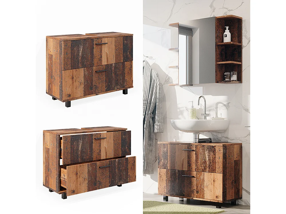 Mobile sottolavabo per bagno rovere rustico 80x33x60.8 ilias