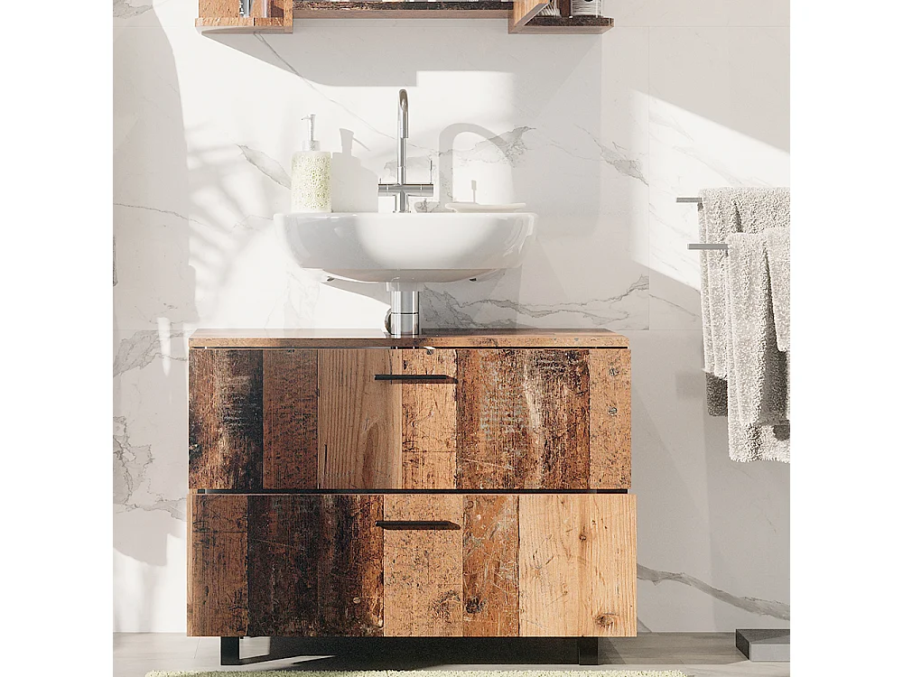 Meuble sous vasque simple chêne rustique 80x33x60.8 ilias