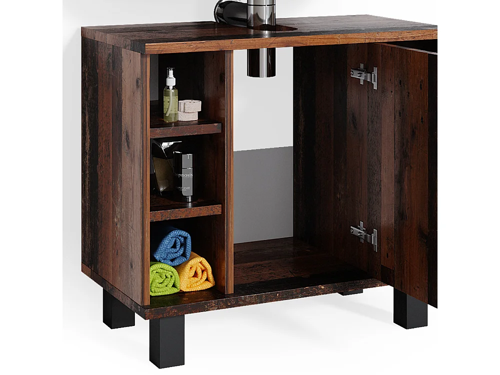 Meuble sous vasque simple bois antique 60x32x54 fynn