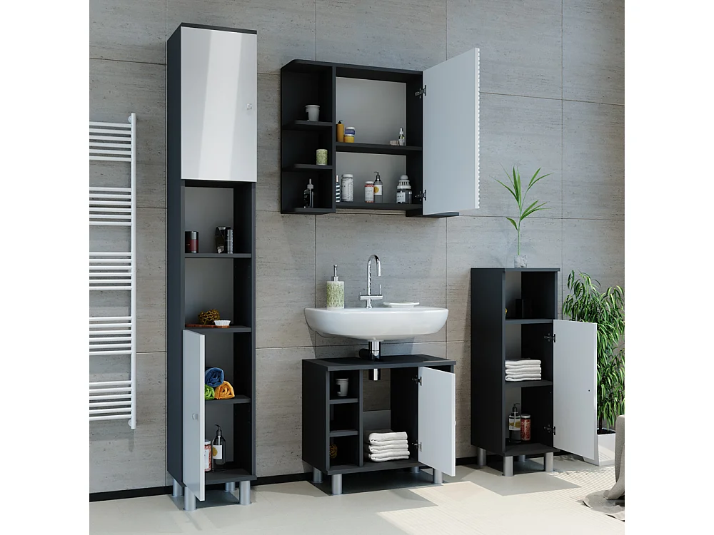 Meuble sous vasque simple anthracite 60x32x54 fynn