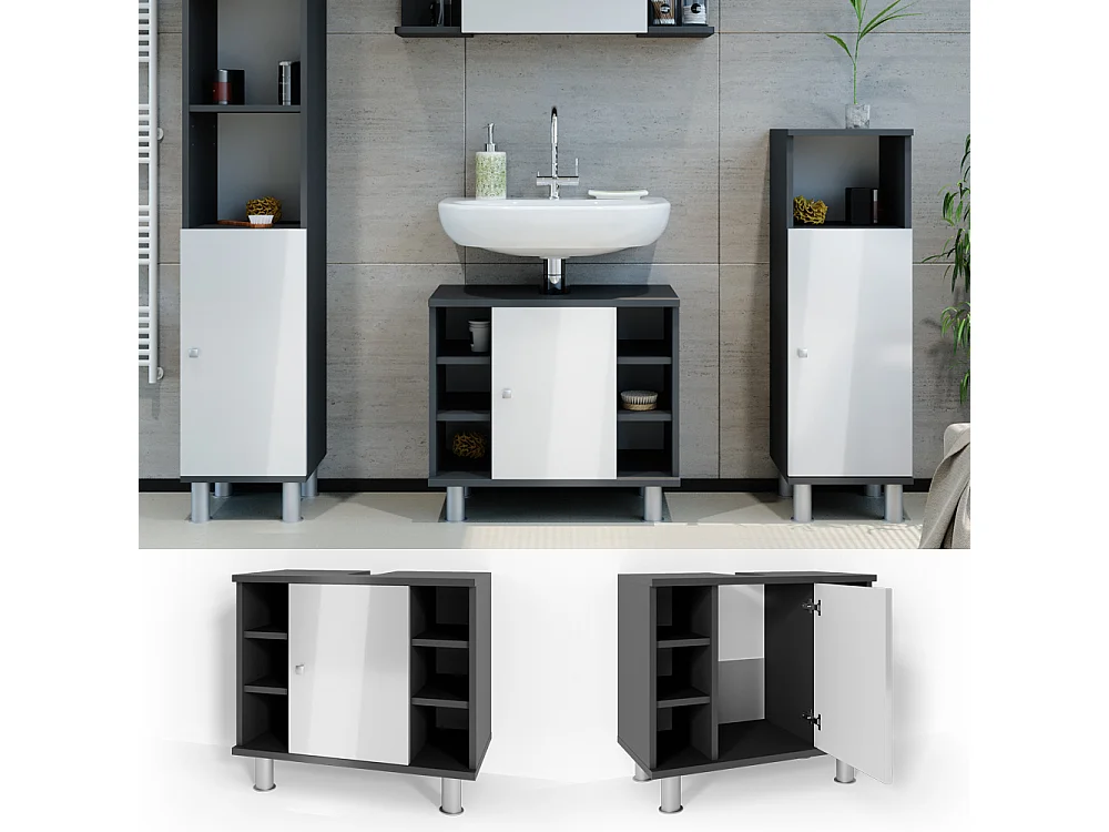 Meuble sous vasque simple anthracite 60x32x54 fynn