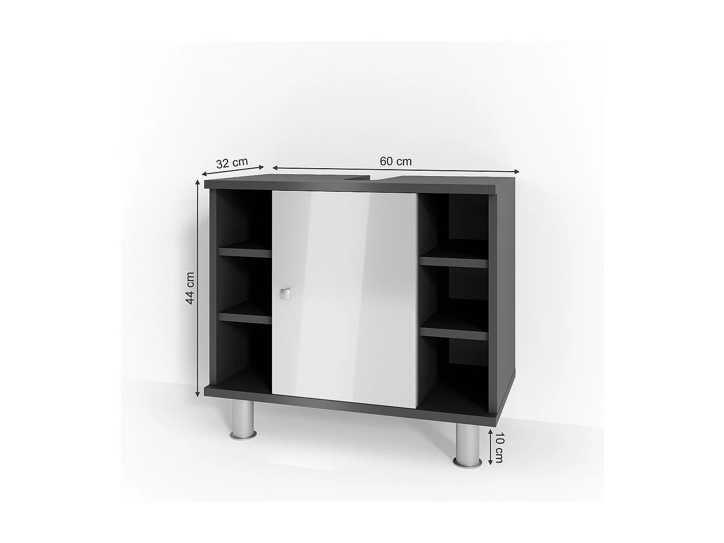 Meuble sous vasque simple anthracite 60x32x54 fynn