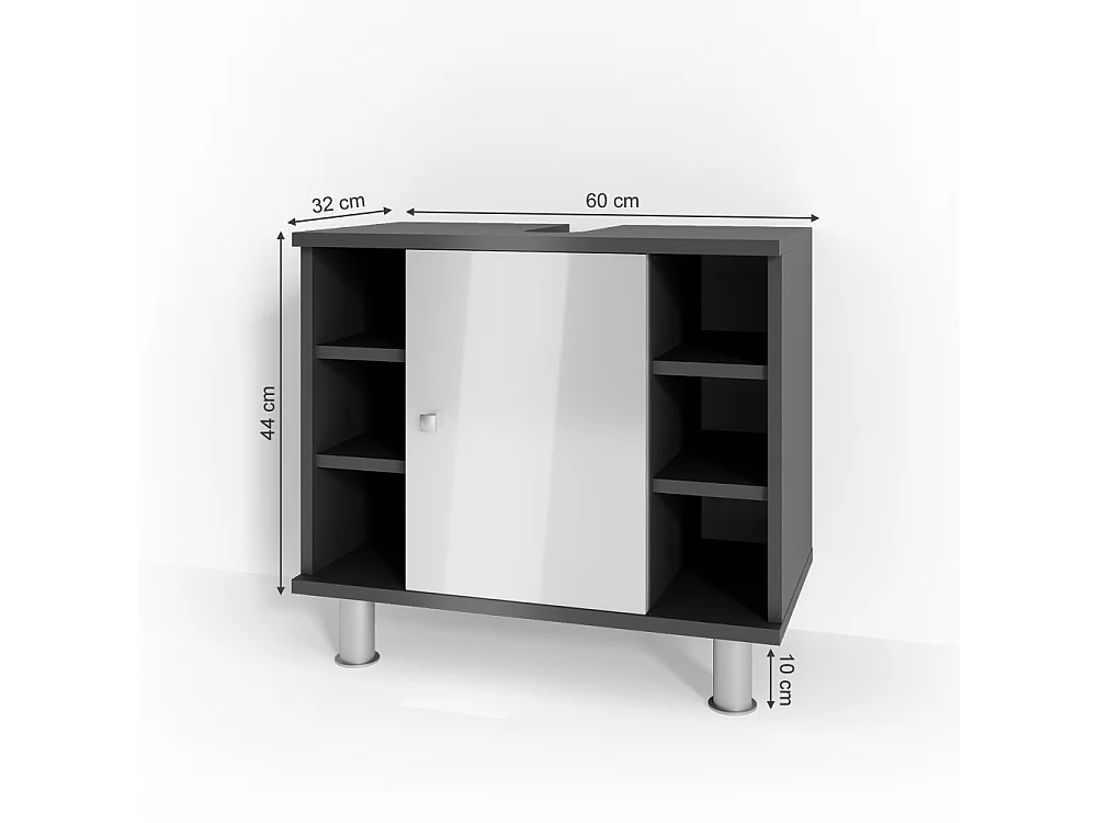 Meuble sous vasque simple anthracite 60x32x54 fynn