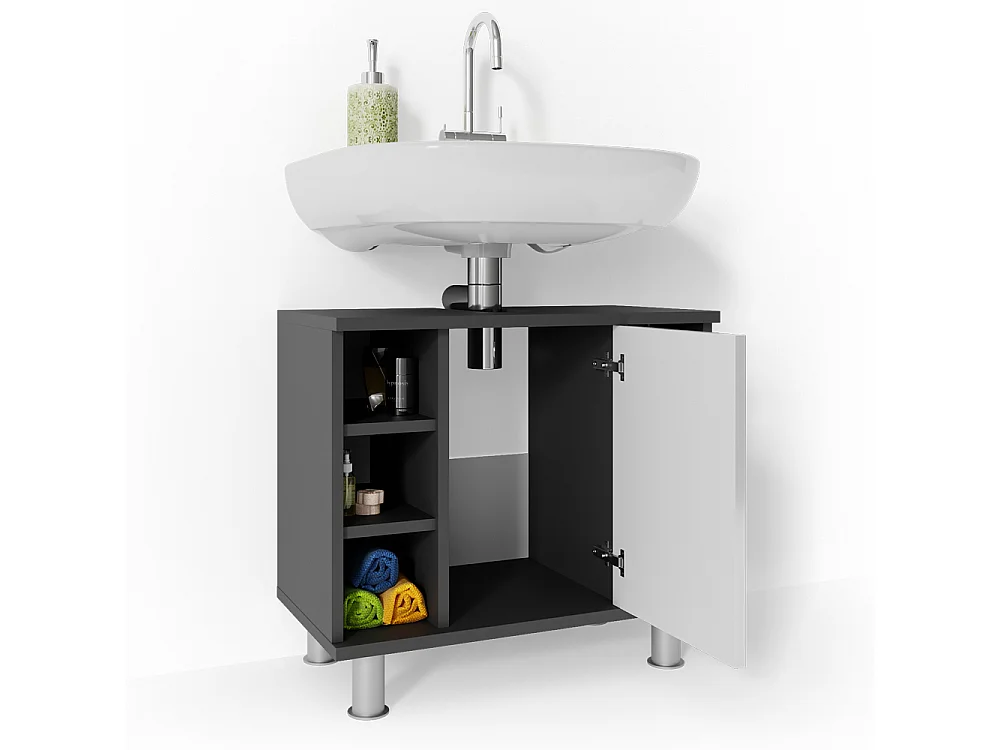Meuble sous vasque simple anthracite 60x32x54 fynn