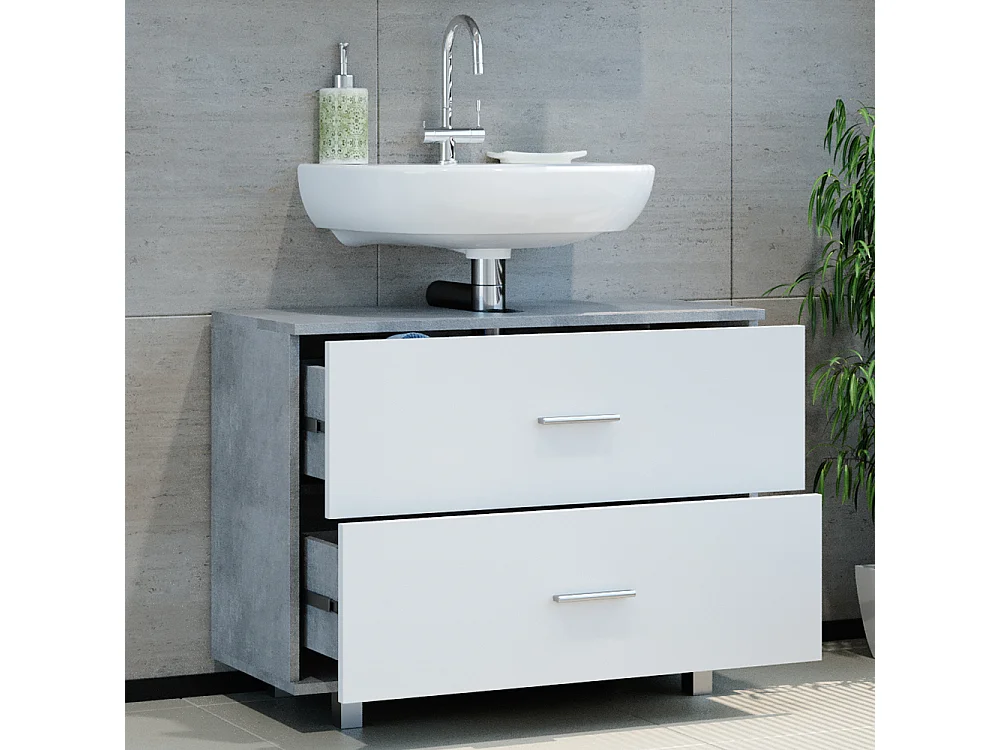 Mobile sottolavabo per bagno cemento/bianco 80x33x60.8 ilias