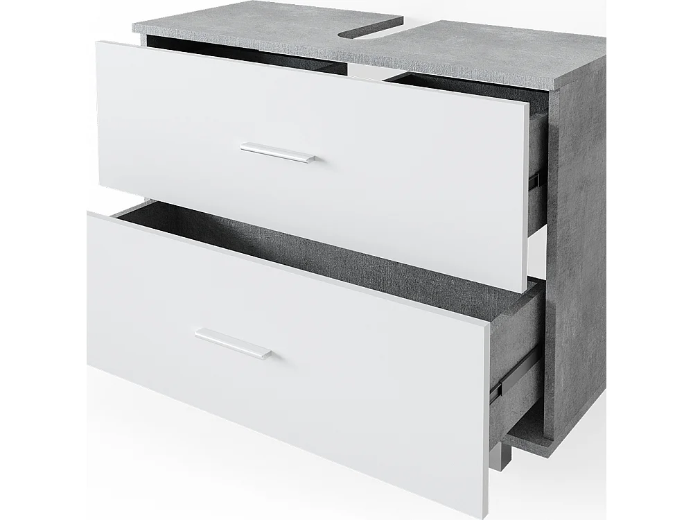 Mobile sottolavabo per bagno cemento/bianco 80x33x60.8 ilias