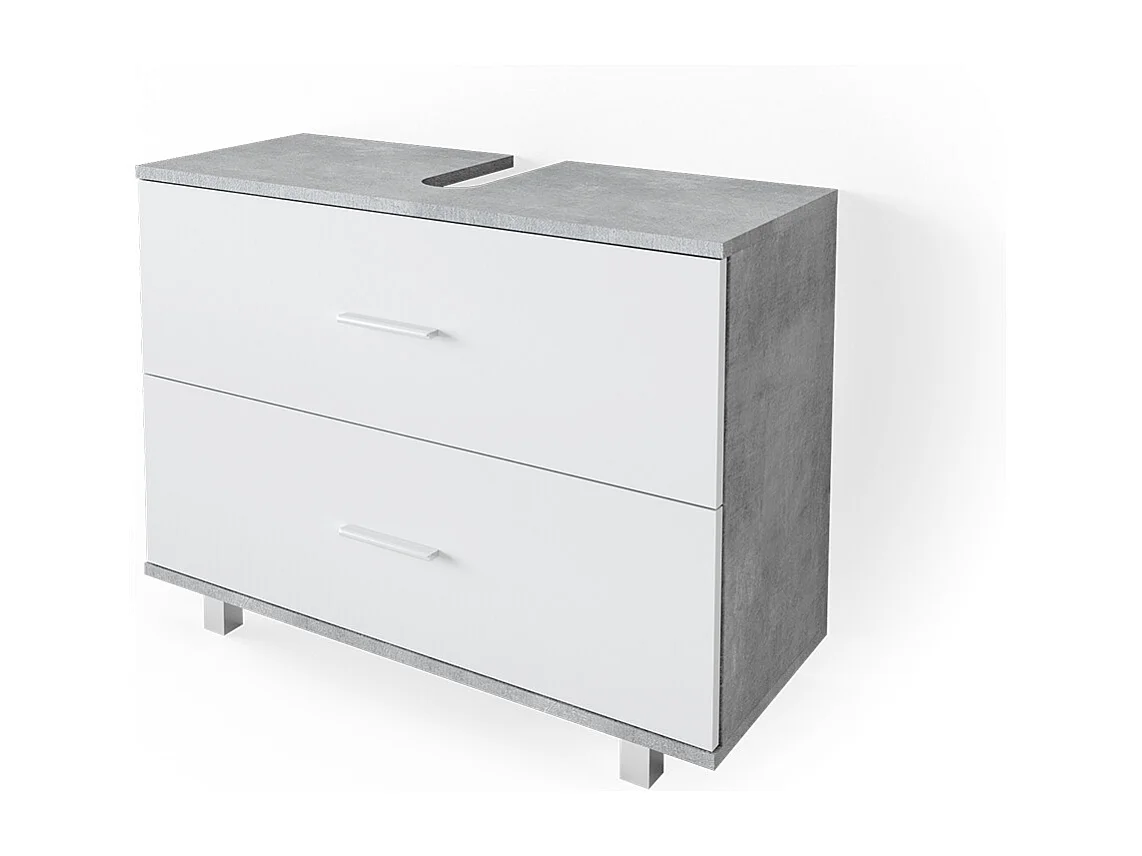Meuble sous vasque simple béton/blanc 80x33x60.8 ilias