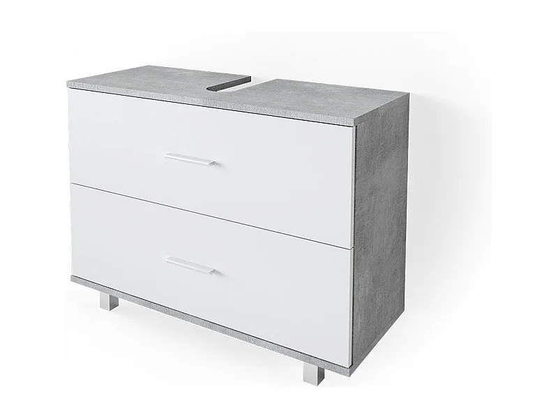 Meuble sous vasque simple béton/blanc 80x33x60.8 ilias