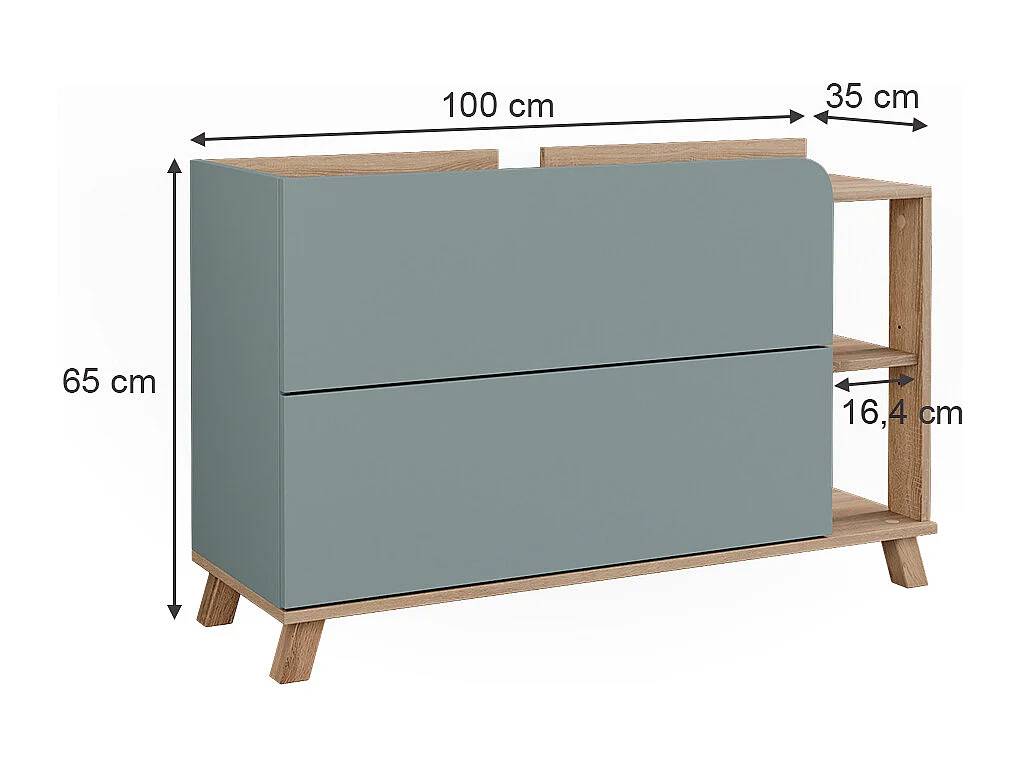 Meuble sous vasque sonoma/bleu 100x35x65 karen