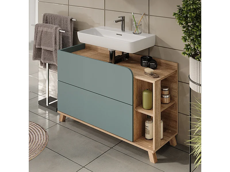 Wastafelonderkast sonoma/blauw 100x35x65 karen