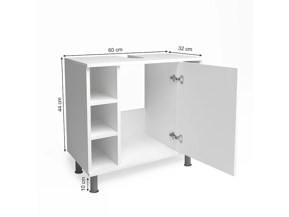 Meuble sous vasque simple blanc 60x32x54 fynn